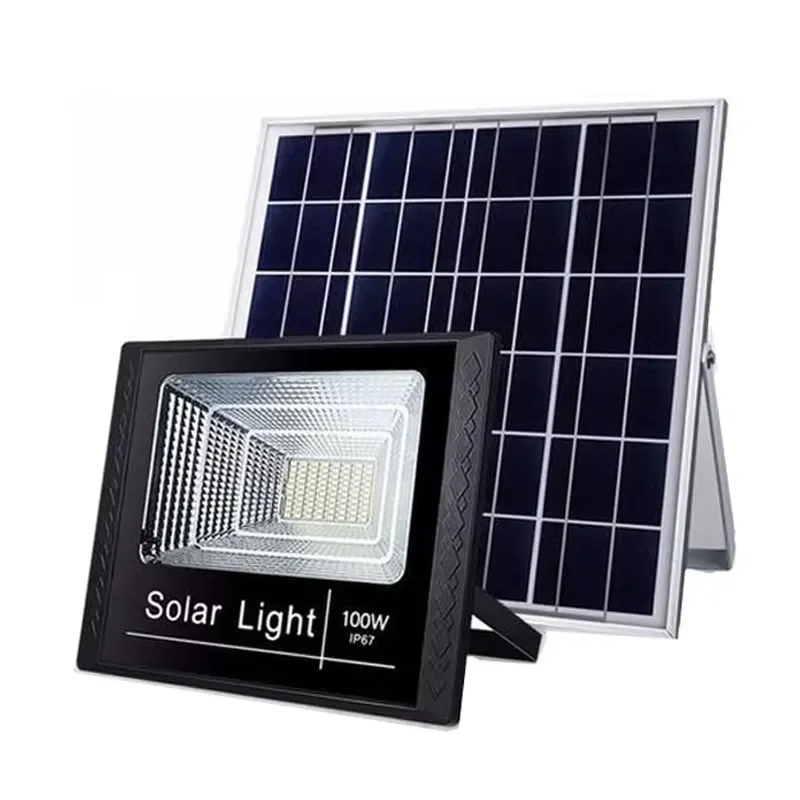 Outdoor Solar Powered LED Floodlights 40W-400W ABS IP66 with Remote Control LiFePO4 Battery 6000K Daylight for Sports