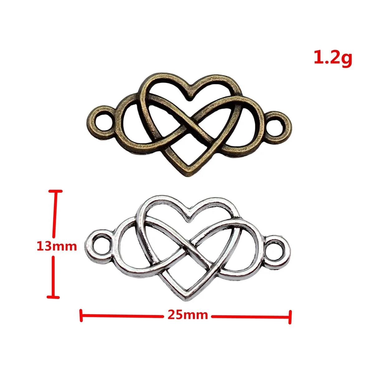 Heart Infinity Double Loops Connector Charms Couple Love DIY Bracelet Necklace Jewelry Making Supplies For Jewelry