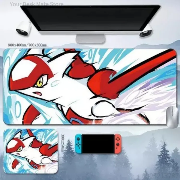 Energetic Battle Roar Creature Extended Mouse Pad, Vivid Brushstroke Action Art XXL Desk Mat, Thick Non-slip Rubber Keyboard Mat