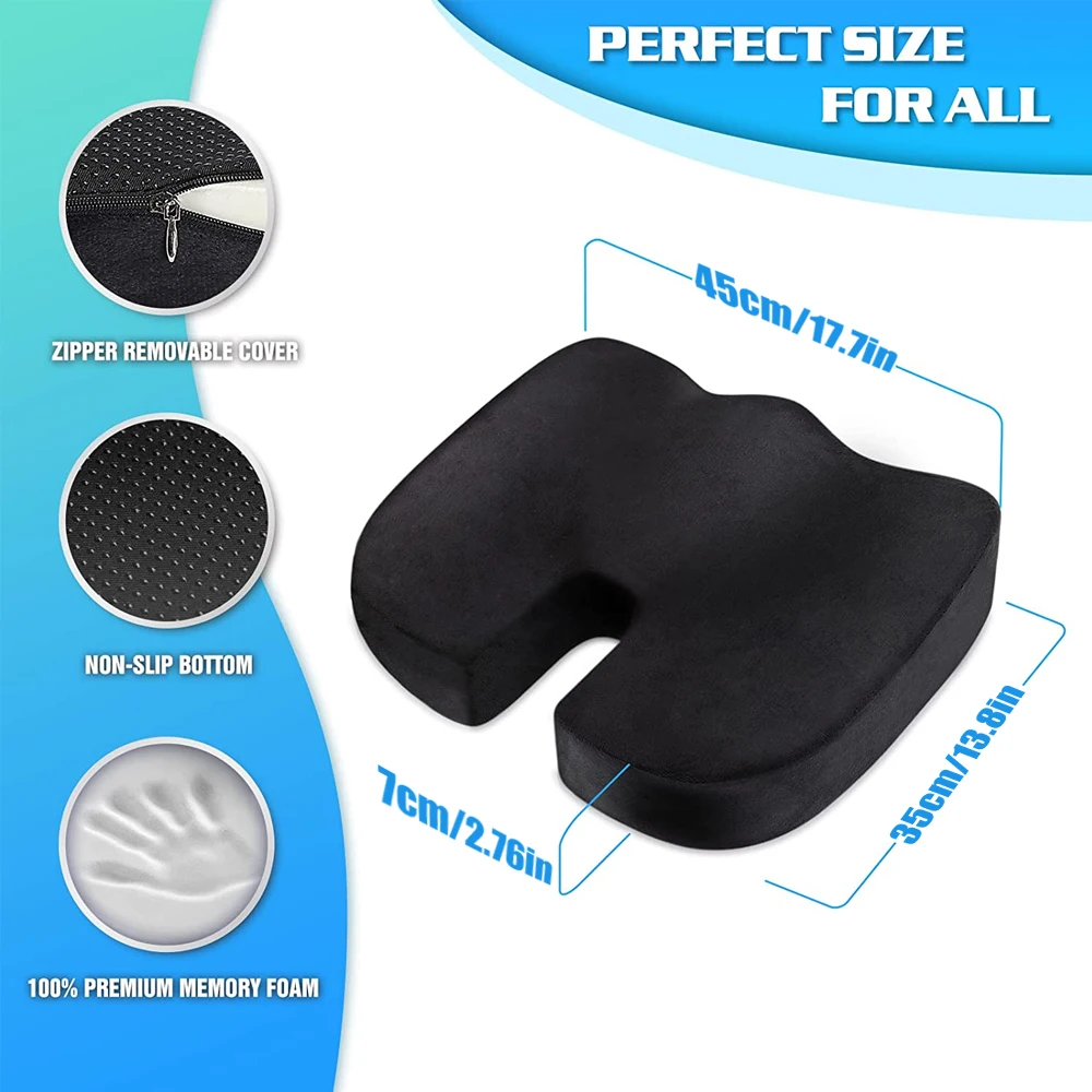 Memory Foam Coccyx Almofadas de Assento para Cadeiras de Escritório, Tailbone Dor, Ciática Alívio Travesseiro, Correta Postura Sentada