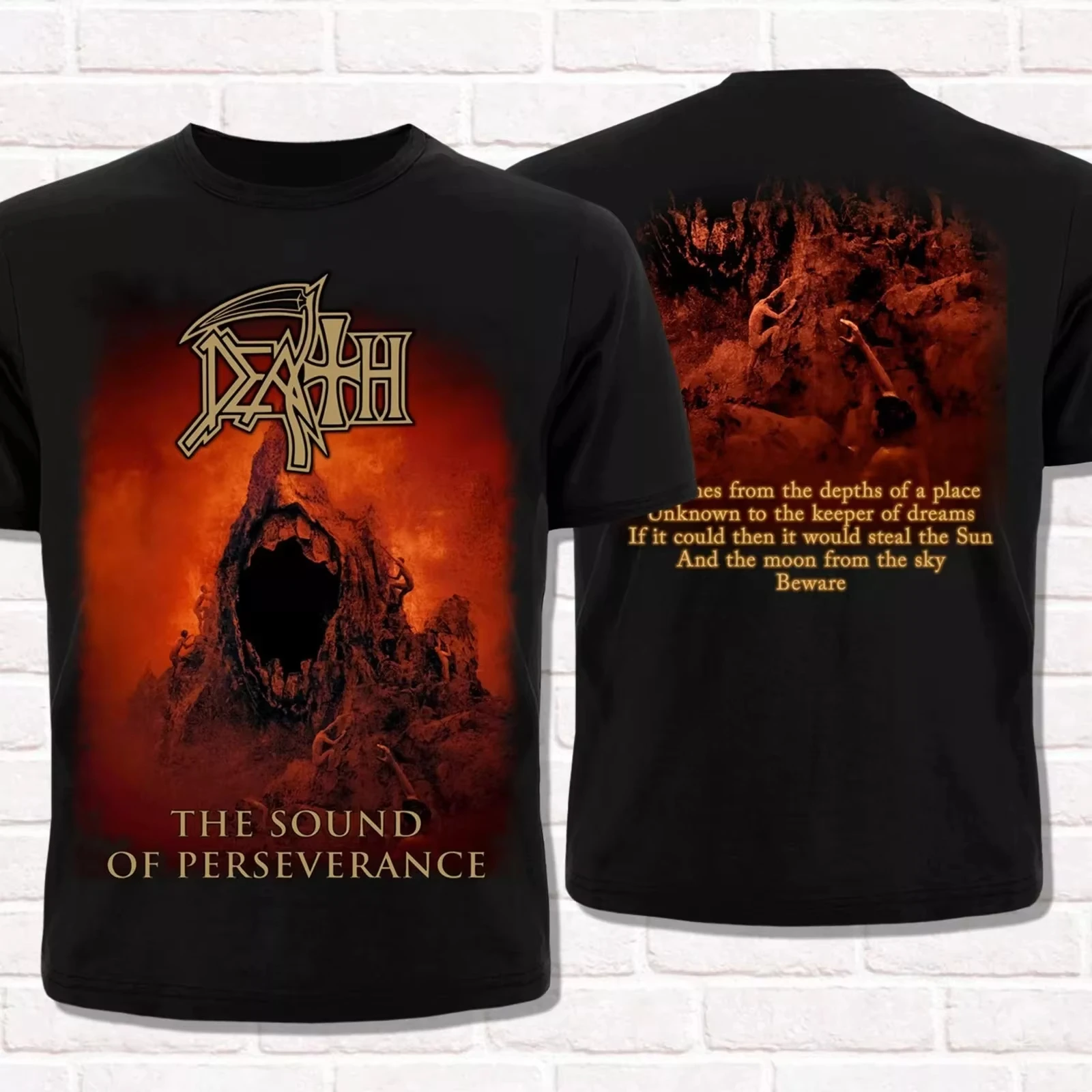 

Unisex Cotton Black T-Shirt 'Death - the Sound of Perseverance 1998' Technical Death Metal High Street Short Sleeve Tee