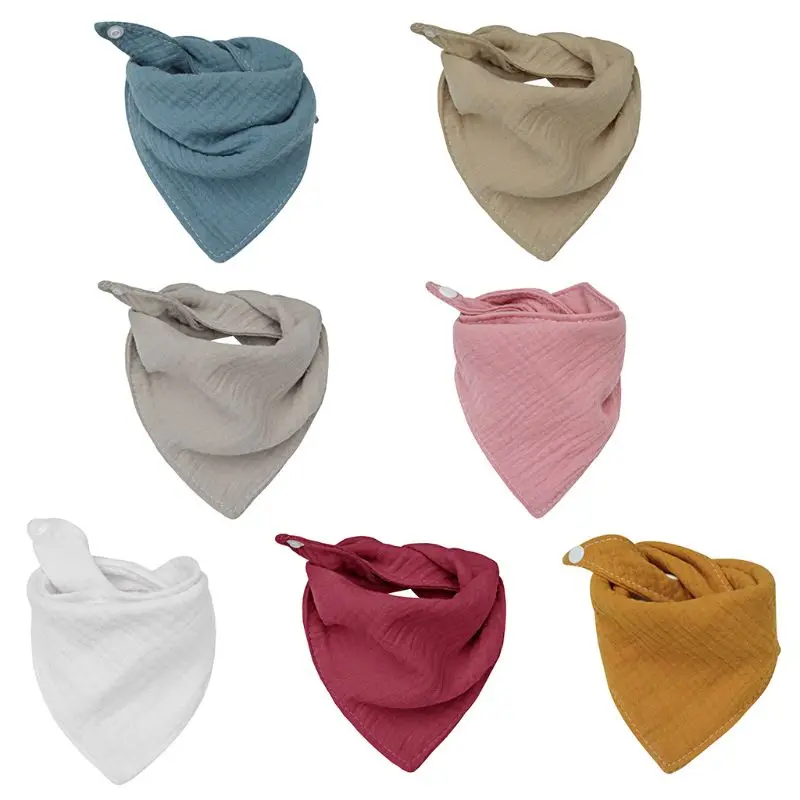 Baby Infant Cotton Bib Solid Color Triangle Scarf Feeding Saliva Towel Bandana Burp Cloth Boy Girl Babies Accessories Newborn