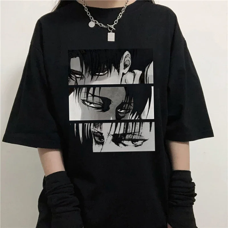 

Levi Anime Print Women T-shirt 2024 Fashion Cartoon Print Short Sleeve T Shirt Personality Streetwear Y2k Clothes Tops