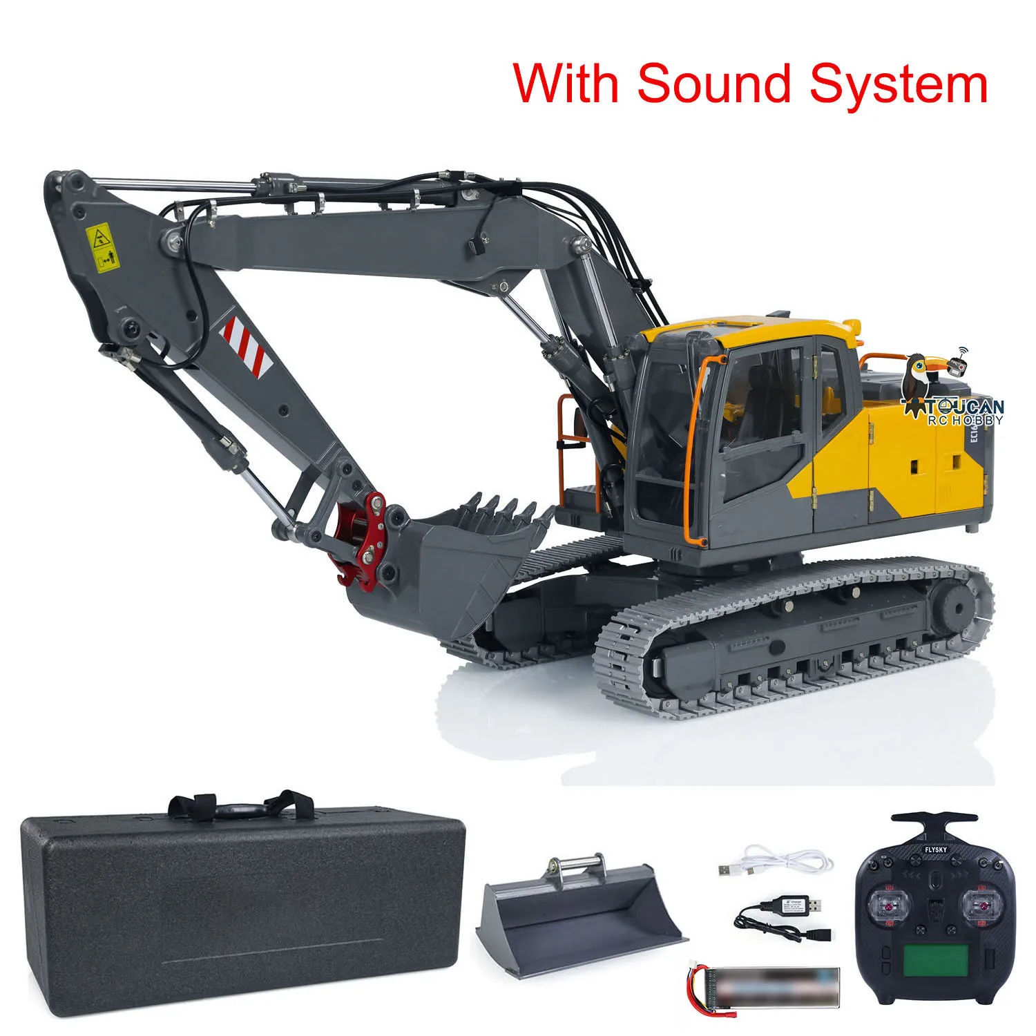 EC160 E111 E010 RC Excavator 1/14 Hydraulic 3 Arms Digger Machine with Light Quick Release Remote Control Model RC Toy THZH1913