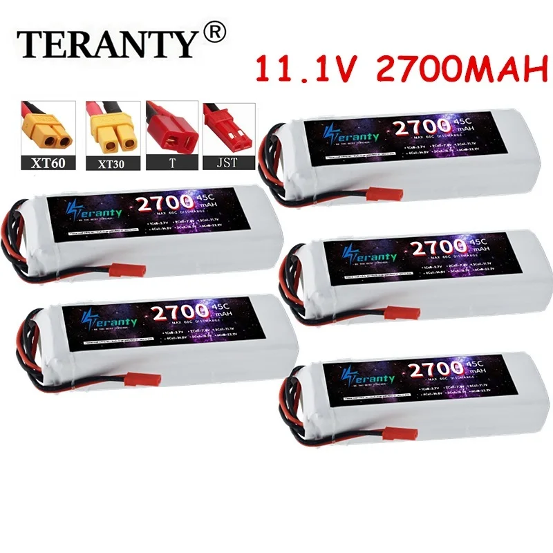 

3S Battery 11.1V 2700mAh Lipo Battery 45C For Remote Control Car Toys FPV Drones With Deans T XT30 JST XT60 Connector