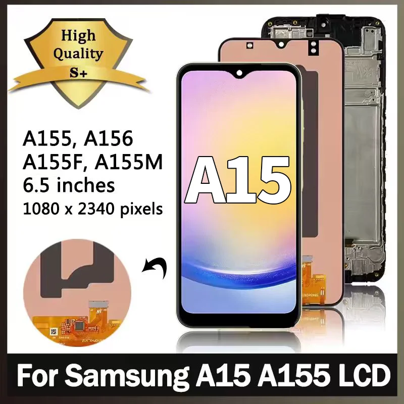 Pantalla de 6,5 pulgadas para Samsung A15 4G A155F A155M pantalla LCD Digitalizador de pantalla táctil para Samsung A15 5G A156B A156E LCD con marco