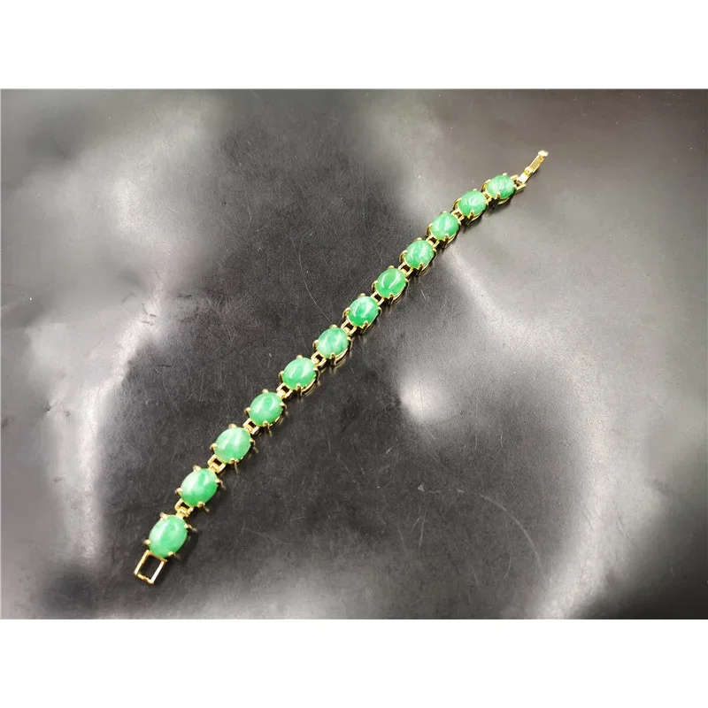 Vacuum Electroplated Inlaid Emerald Malayan White Background Qingyang Green Jade Bracelet