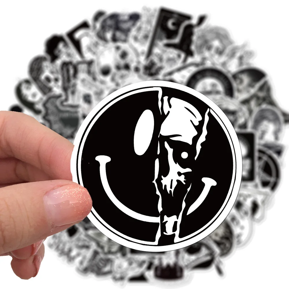 100Pcs Gothic Stickers for Water Bottle,Black White Skull Stickers,Waterproof Vinyl Stickers Perfect for Laptop Phone Car