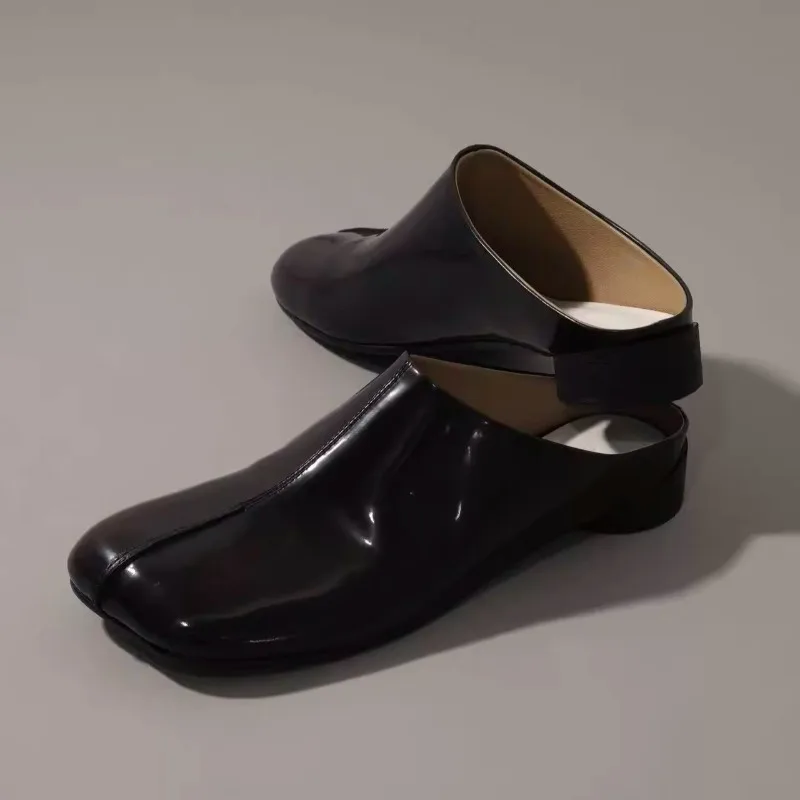 

Designer Genuine Leather Slippers Men's Shoes Slip on Cowhide Half Slippers Male Fashion Casual Office Dress Leather Shoes