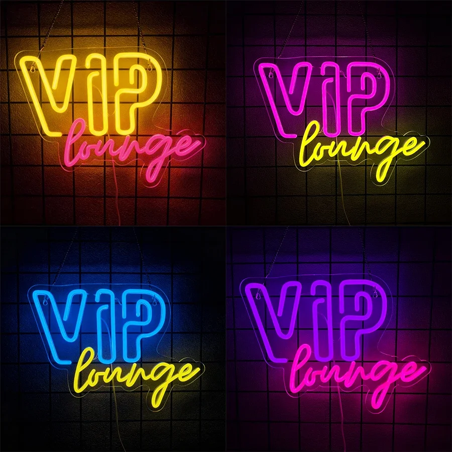Used For Nightclubs, Bars, Hotels, Beauty Salons, Massage Rooms Decor， Color Letter Icon Business Sign, Vip Lounge Led Neon Sign