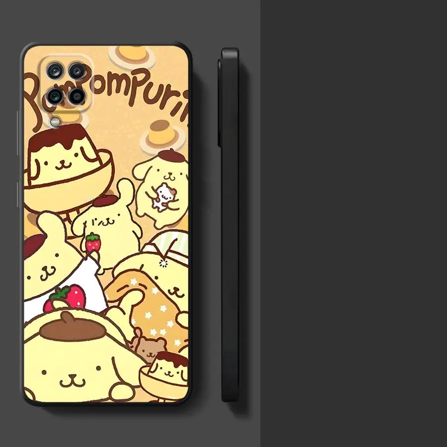 حافظة لهاتف سامسونج جالاكسي A06 A05 A10 A12 A04 A50 A17 A70 A30 A15 A40 A16 A20 A13 غطاء هاتف ناعم أسود سانريو لطيف Pompompurin