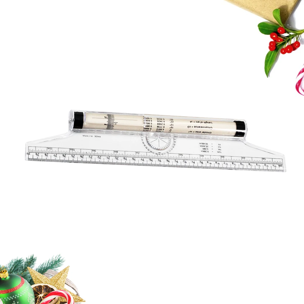 30Cm Rolling Scale Rule Premium Plastic Parallel Drawing Ruler for Angle Measurement Circle Arc Horizontal Vertical Lines Home