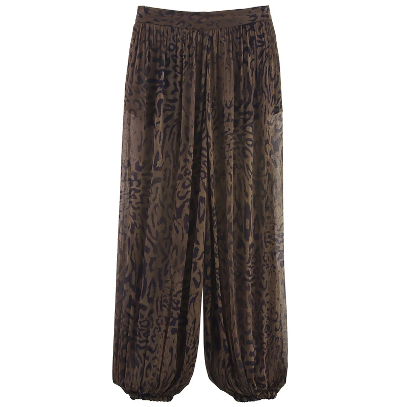 HXAO 2025 Women's Pants Animal Print Wide Pants Autumn Ladies Vintage Baggy Lantern Trousers Y2K Pleated Oversize Wide Leg Pants