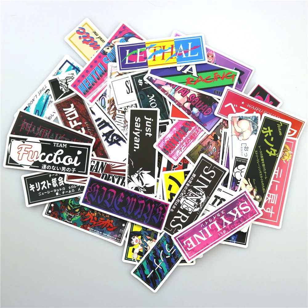 10/30/50pcs Racing Style JDM Stickers Waterproof Skateboard Motorcycle Guitar Luggage Laptop Bicycle Sticker Kids Toys