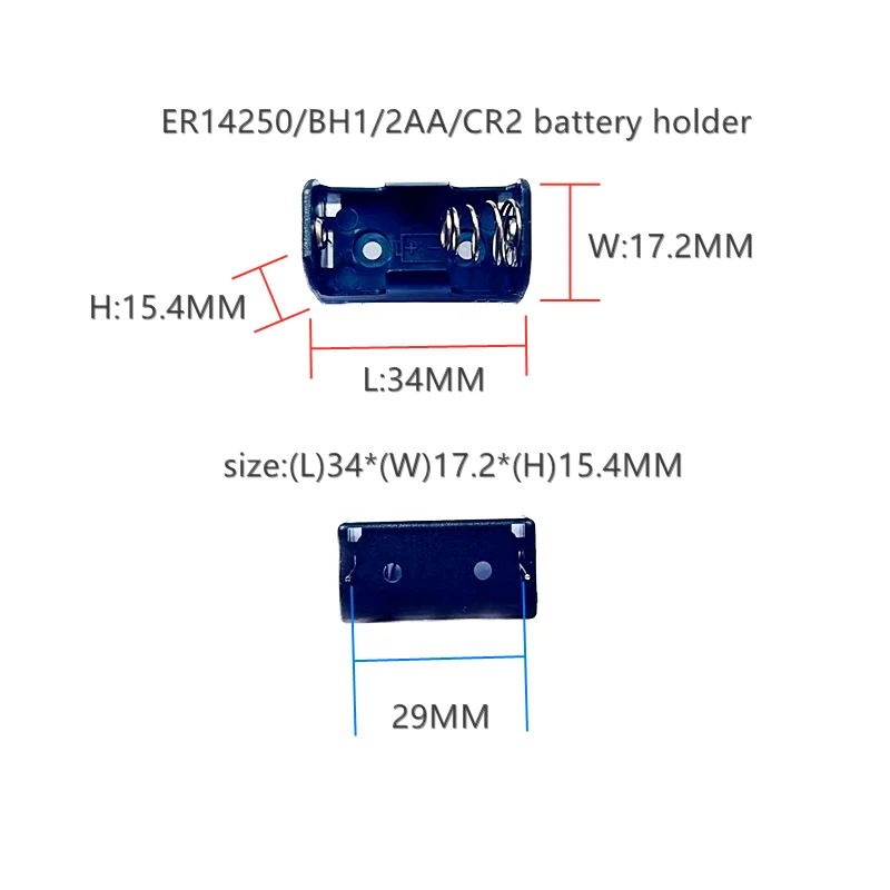 3V plastic ER14250 battery holder BH1/2AA battery box CR2 external battery box with wires and pins and smt