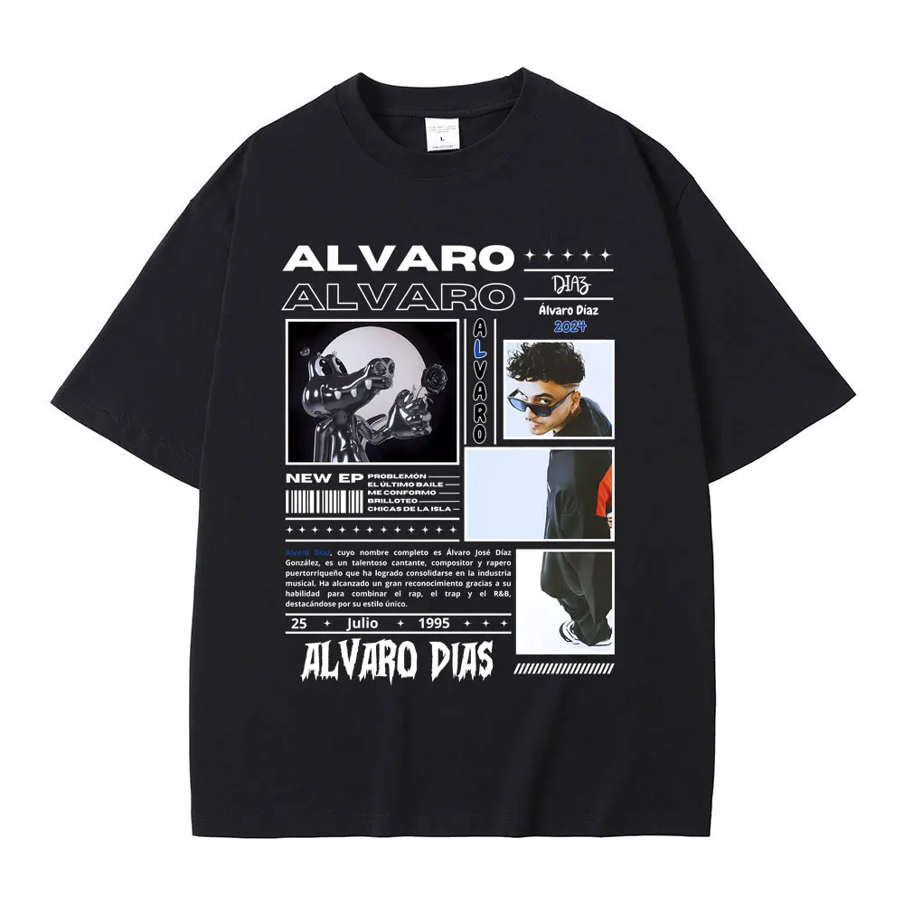 

Singer Alvaro Diaz Graphic Print T-Shirt Men's Vintage Oversized Short Sleeve Male Streetwear Men Women Hip Hop Fashion T-shirts