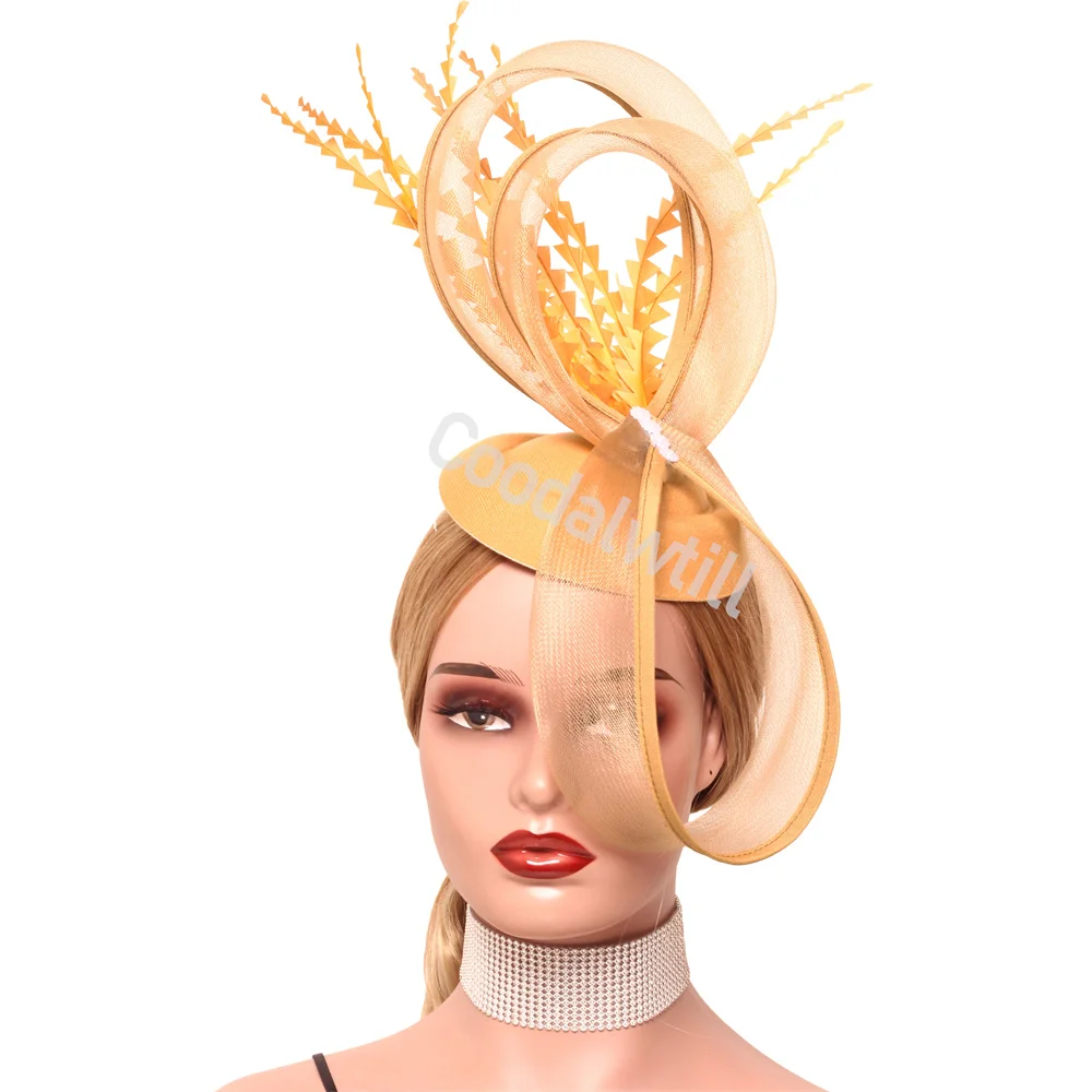 Bride Veils Wedding Pillbox Fascinator Hat Headband Clip Ladies Women Royal Ascot Chapeau Cap Feather Derby Headpiece For Party
