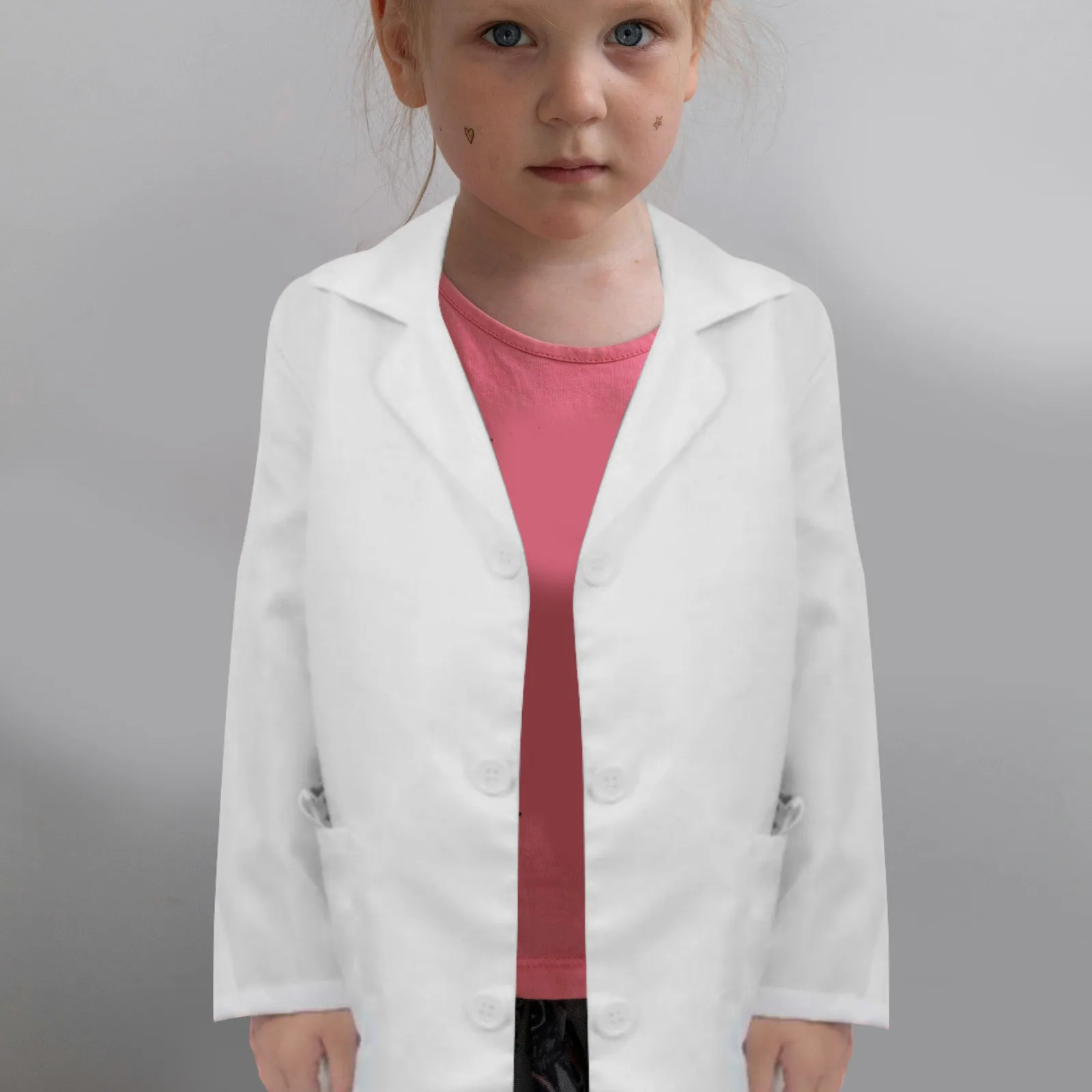 معطف المختبر الأبيض طويل الأكمام زي الطبيب تجربة اللباس زي اللعب المدرسي