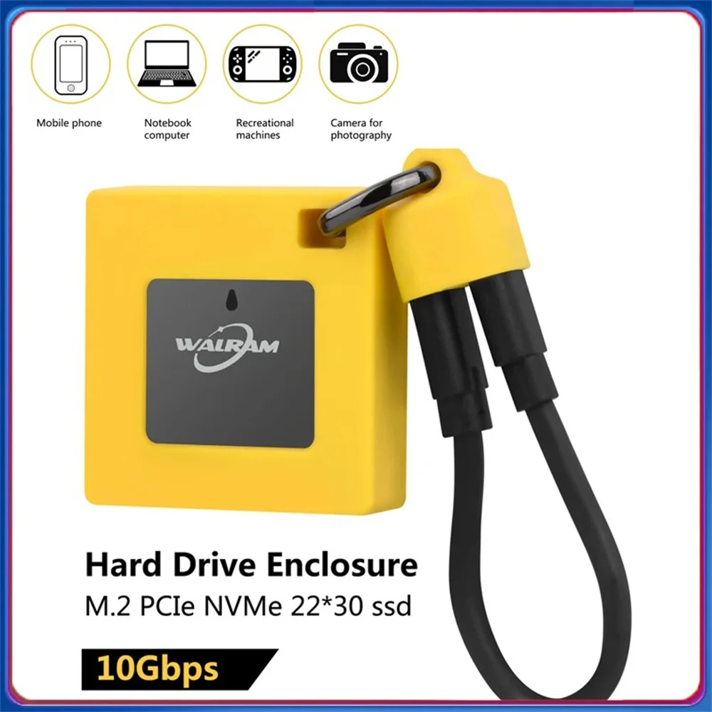 

Walram Mini 2230 M.2 SSD NVMe Enclosure Enclosure 10Gbps M.2 to USB Type-C Hard Drive Disk Case NVMe Box Aluminum for PC Laptop