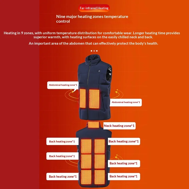 Smart Temperature-Control Heated Vest, Men's Washable Stand Collar Sleeveless Jacket, Warm Vest for Winter Hiking and Skiing