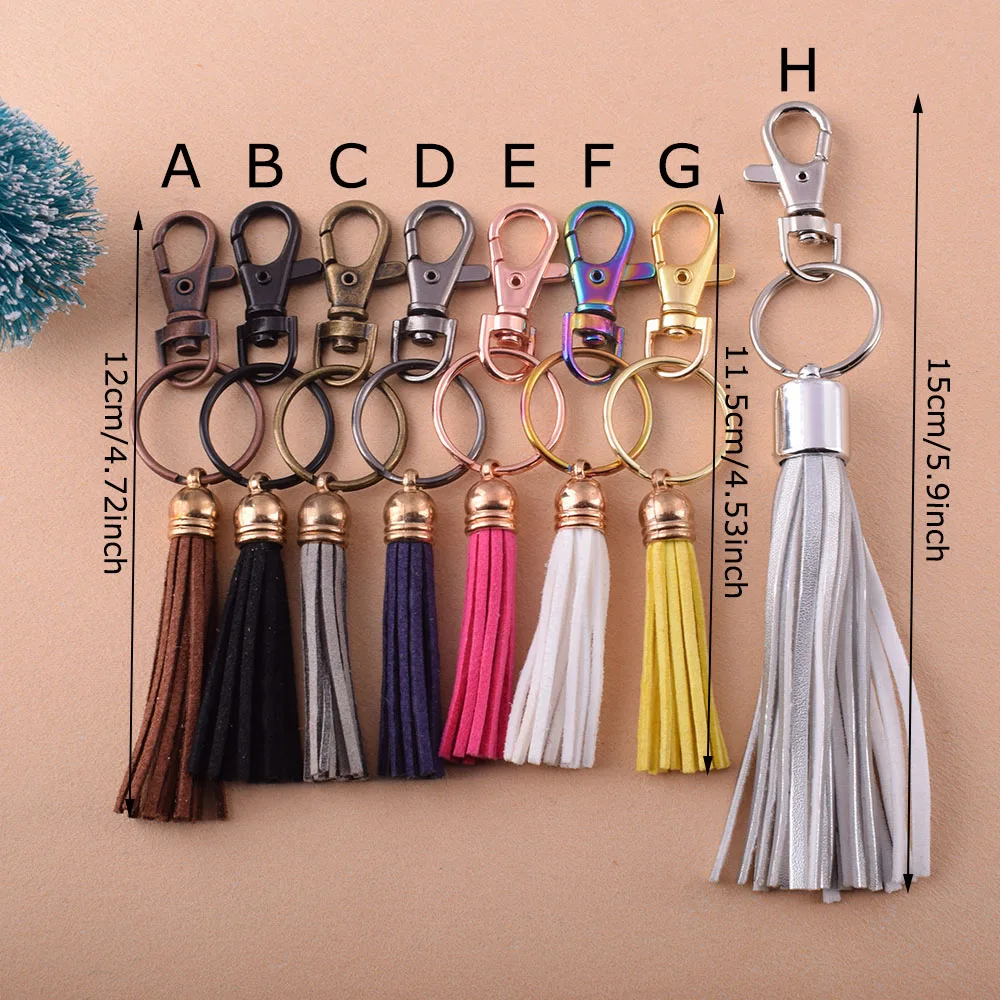 Leather Tassel Pendant With Key Rings Lanyards Clasp Tassel Lobster Claw With Jump Ring for Bag Accessories Handbag Key Chain