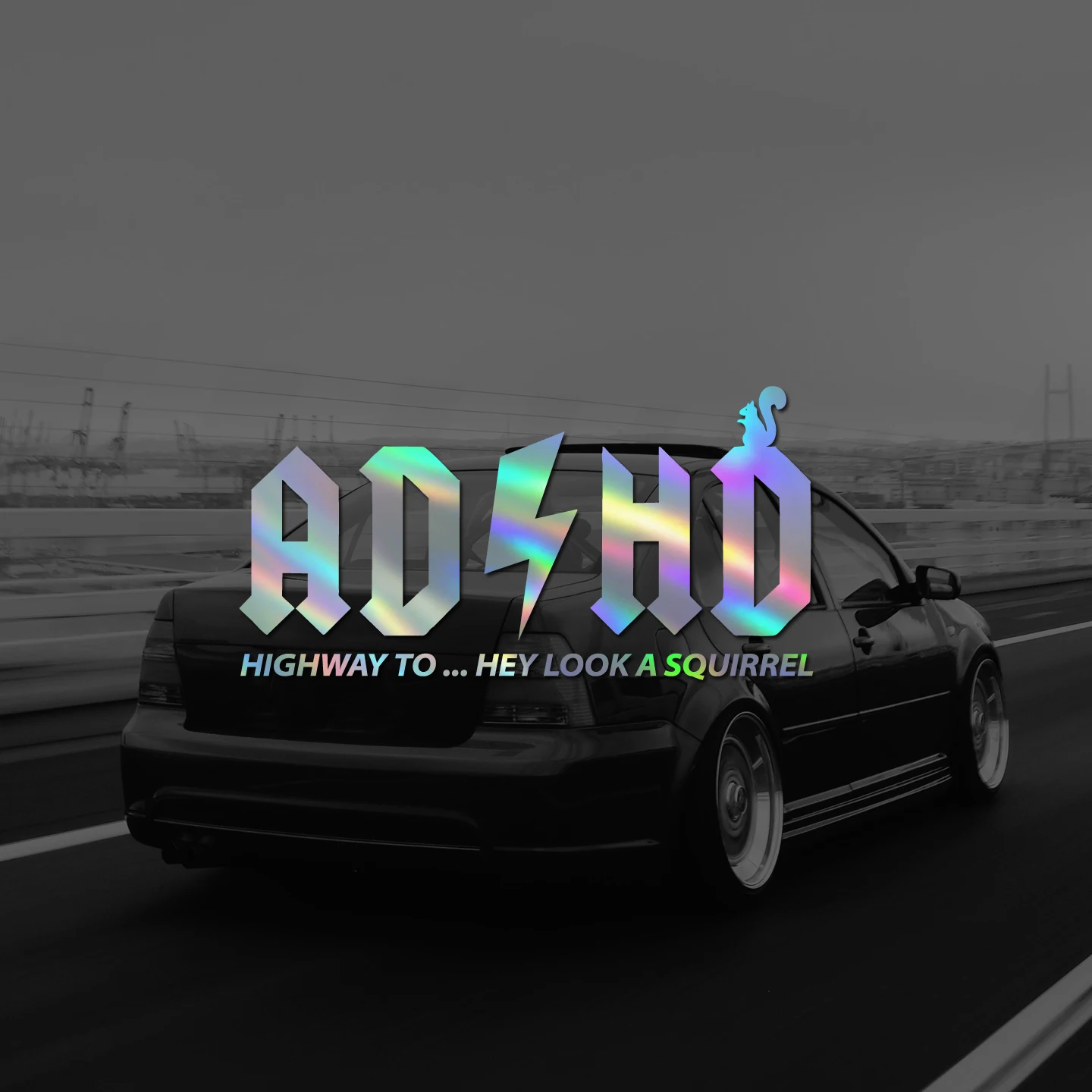 Atemlosigkeit und Hyperaktivität (ADHS) - Der Weg zum Eichhörnchen! Lustige Vinyl-Aufkleber für Autofenster, LKW und Laptops.