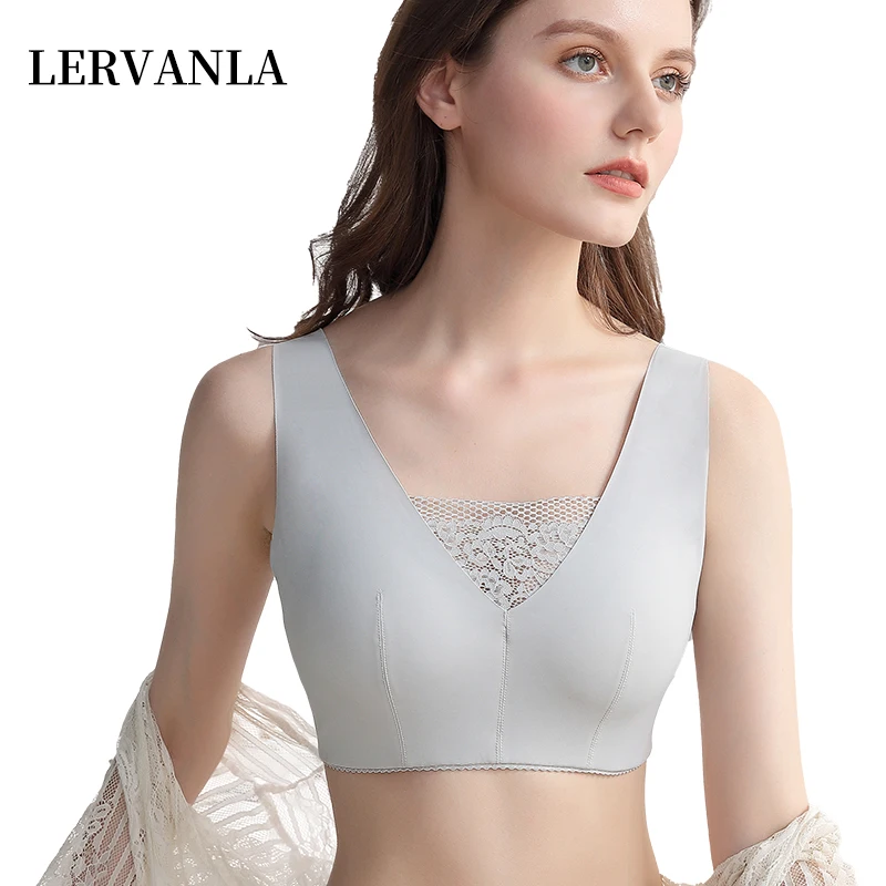 LERVANLA 2047 Bralettes for Women V-Neck Mastectomy Bras with Adjustable Strap Bra Seamless Bra for Everyday Artificial Prosthes