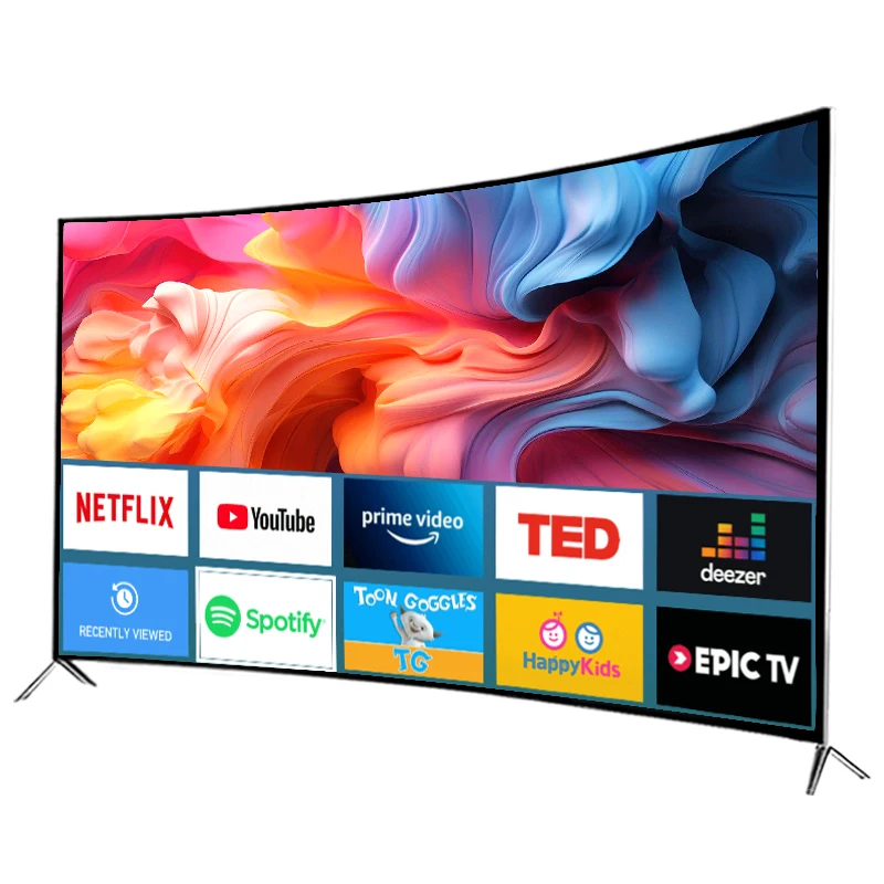 Smart TV 75 Inch Android Television Layar Besar Ultra HD TV LED Lengkung 75 Inch 4k Smart TV Layar
