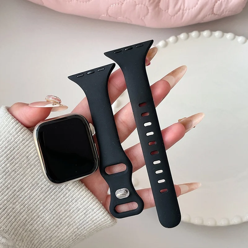 애플워치용 슬림 시계줄 42-46mm 45mm 44mm 40mm 41mm 실리콘 팔찌 아이워치 밴드 시리즈 11 10 9 8 7 5 6 울트라 3 49mm