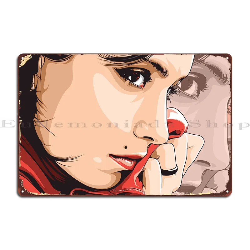 

Lady With Red Scarf Metal Plaque Vintage Design Club Bar Design Poster Tin Sign Poster