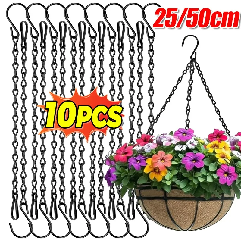 Heavy Duty Hanging Chains With Ceiling Hooks Black Metal Hanger Chains For Plants Baskets Flower Pots Home Garden Accessories