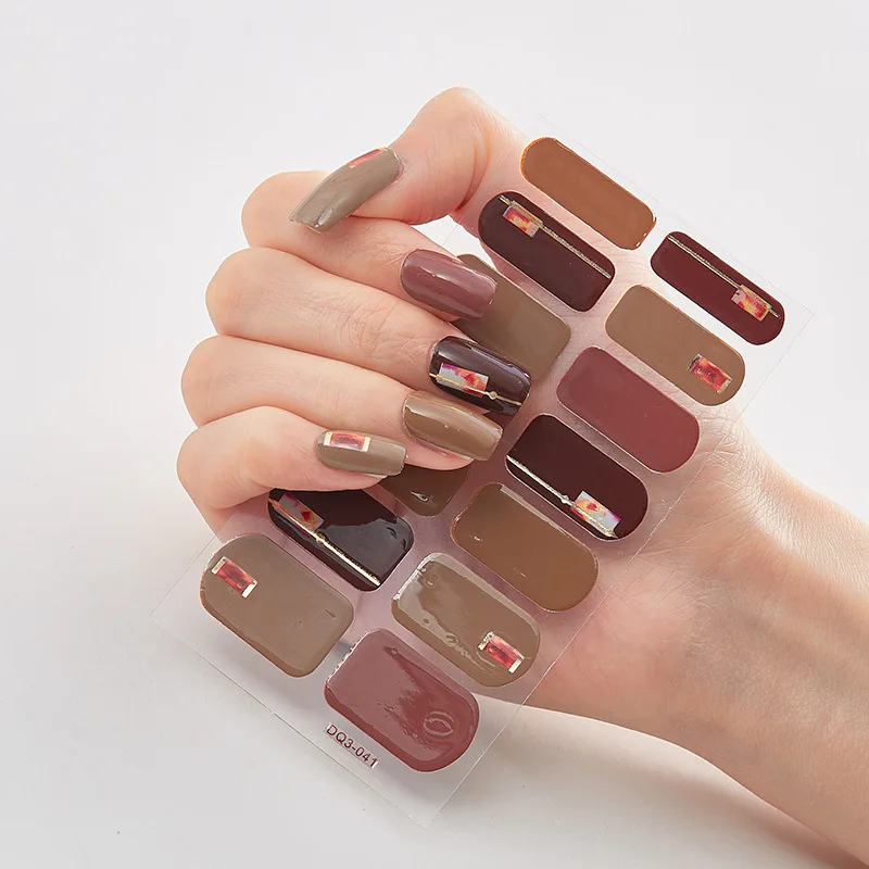 

Glitter Nails Full Cover Nail Stickers Long Lasting Gel Nail Patch Home DIY Nail Art Waterproof Manicure