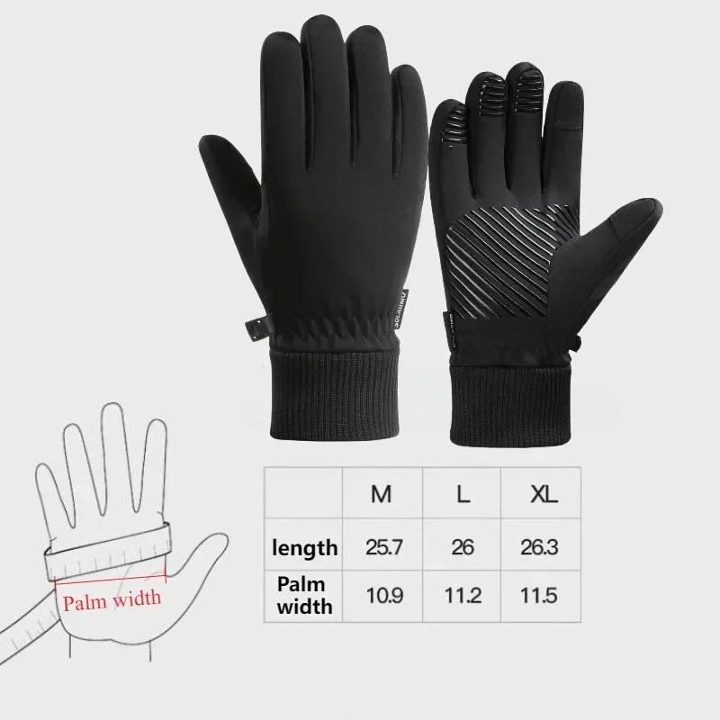 2025年 ブラック 冬用 暖かい サイクリンググローブ 男女兼用 アウトドア 防水 スポーツ ランニング バイク スキー タッチスクリーン対応 フリースグローブ