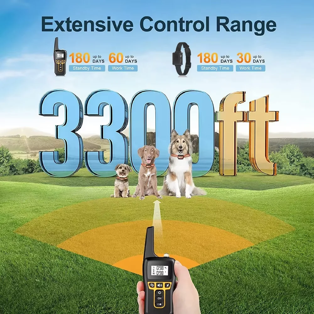 1000m Electric Dog Training Collar Remote Control Waterproof Rechargeable Pet Dog Bark Stop Shock Collar Electric Shocker view 4