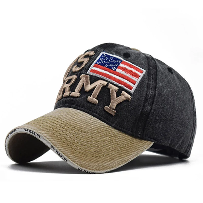 Men Women Baseball Cap USA Flag 3D Embroidery Outdoor Sports Snapback Army Fans Hip Hop Cotton Tactical Summer Sun Hats EP0384