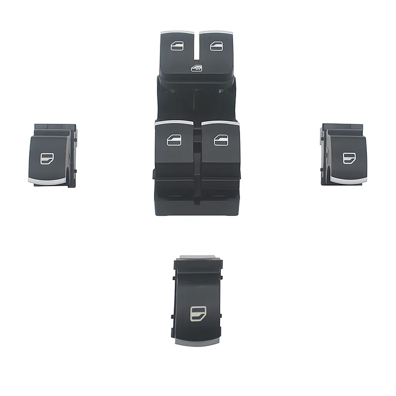 4 PCS Chrome Master Window Switch Auto Lift Control Button For Golf MK5 MK6 Tiguan Touran Passat 5ND959857 5K4959857