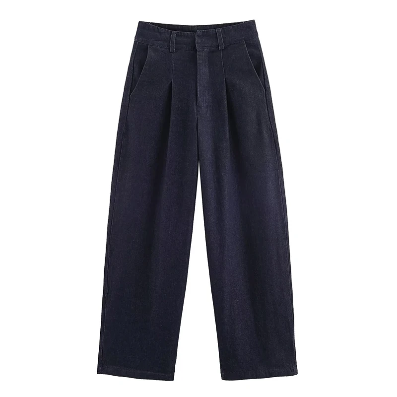 

YENKYE плиссированные джинсовые брюки в европейском и американском стиле для женщин, повседневные свободные джинсы со средней посадкой на весну и осень