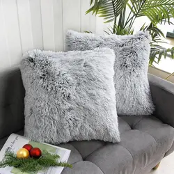 Funda de almohada de piel sintética de lujo, funda de cojín súper suave para sofá, cama, sala de estar, funda de cojín esponjosa, 45x45 CM, decoración del hogar