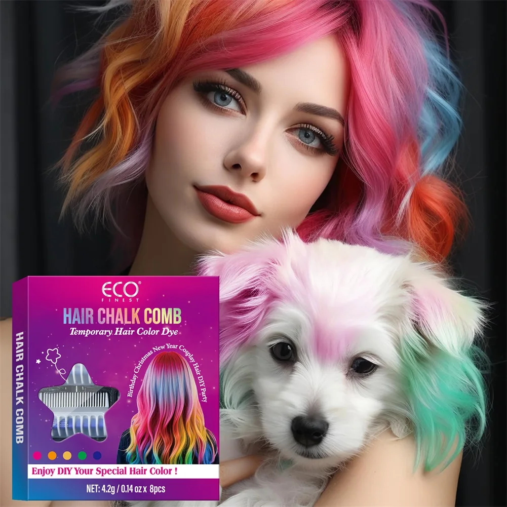 8 عبوات من أعواد طباشير الشعر متعددة الألوان للحفلات الممتعة وقابلة للغسل لون الشعر للمناسبات والتصفيف اليومي #5