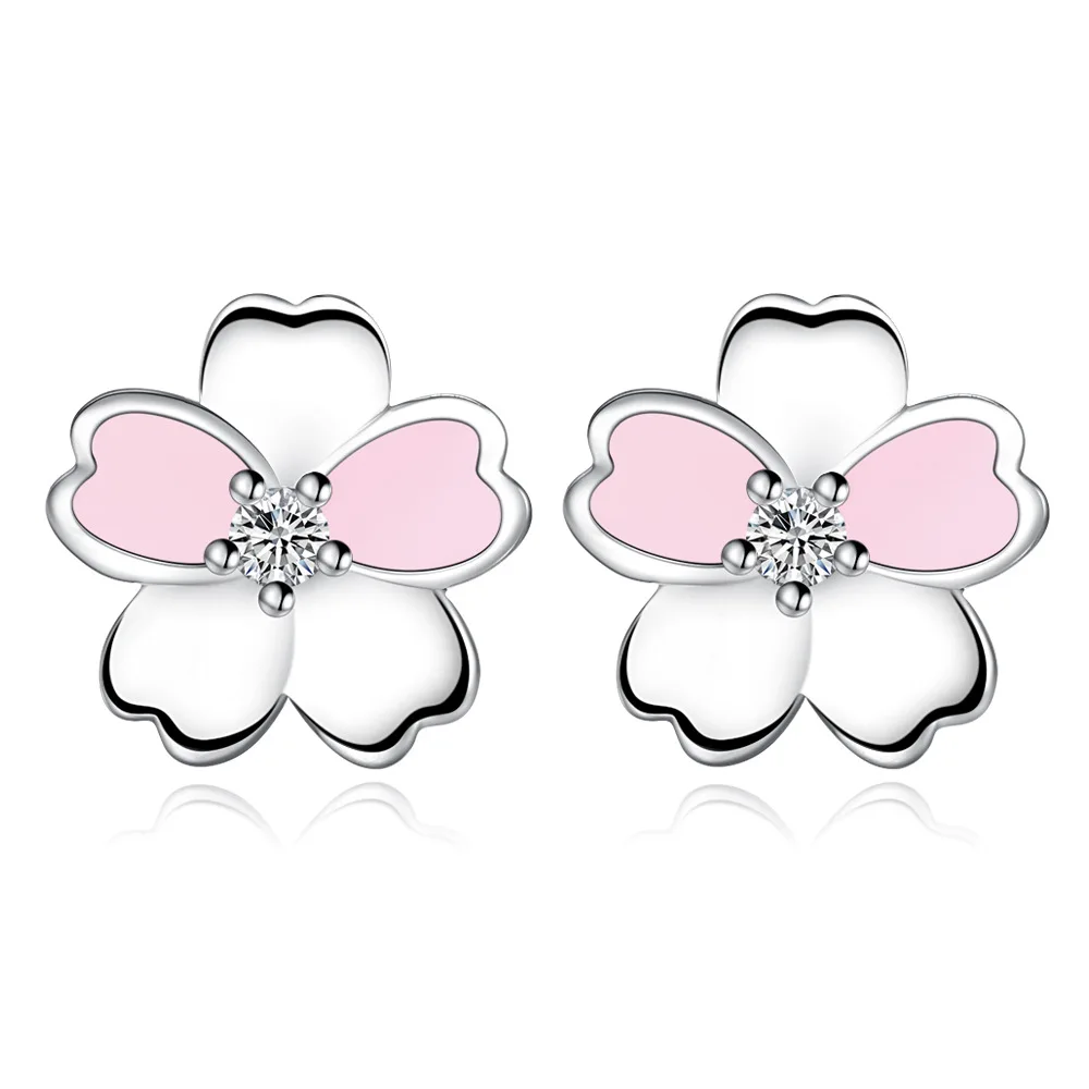 Sterling Silver Color The Pretty Flowers Ear-Sticks Women's Earrings Fashion Jewelry W196