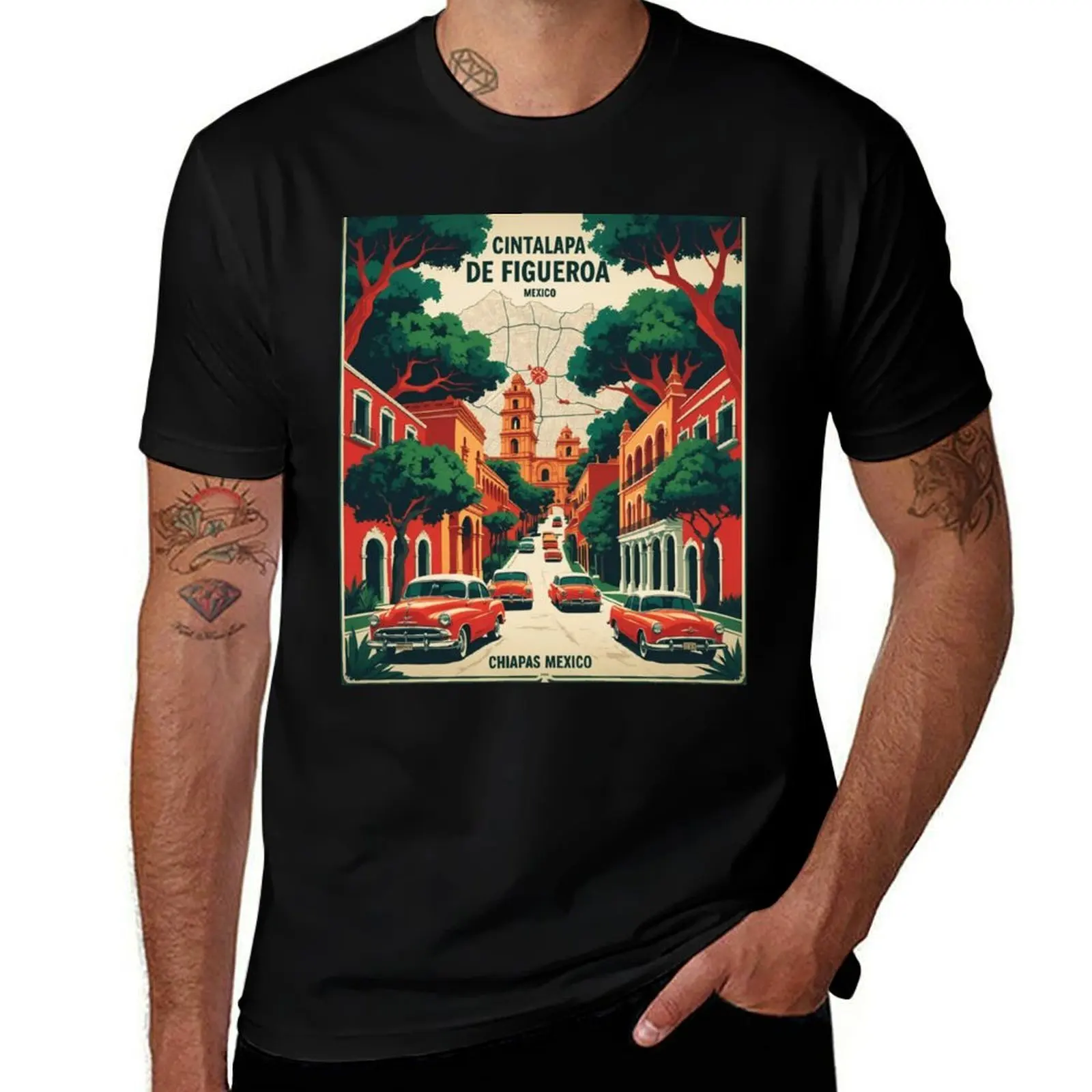 

Cintalapa de Figueroa Chiapas Mexico 1950s Vintage Travel Tourism Map T-Shirt cute clothes baggy shirts t shirts for men cotton