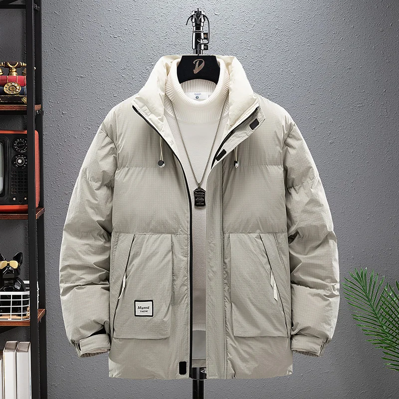 

Oversized Men's Cotton-Padded Jackets 2024 Autumn Winter Windproof Thicken Warm Loose Parkas Outwear Casual Solid Top Down Coats