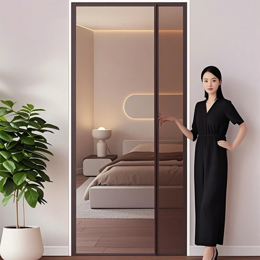 

Custom Size Mosquito-resistant Magnetic Dustproof Yarn Luxury Door Curtains for Living Room Bedroom Dining Simple Modern Decor