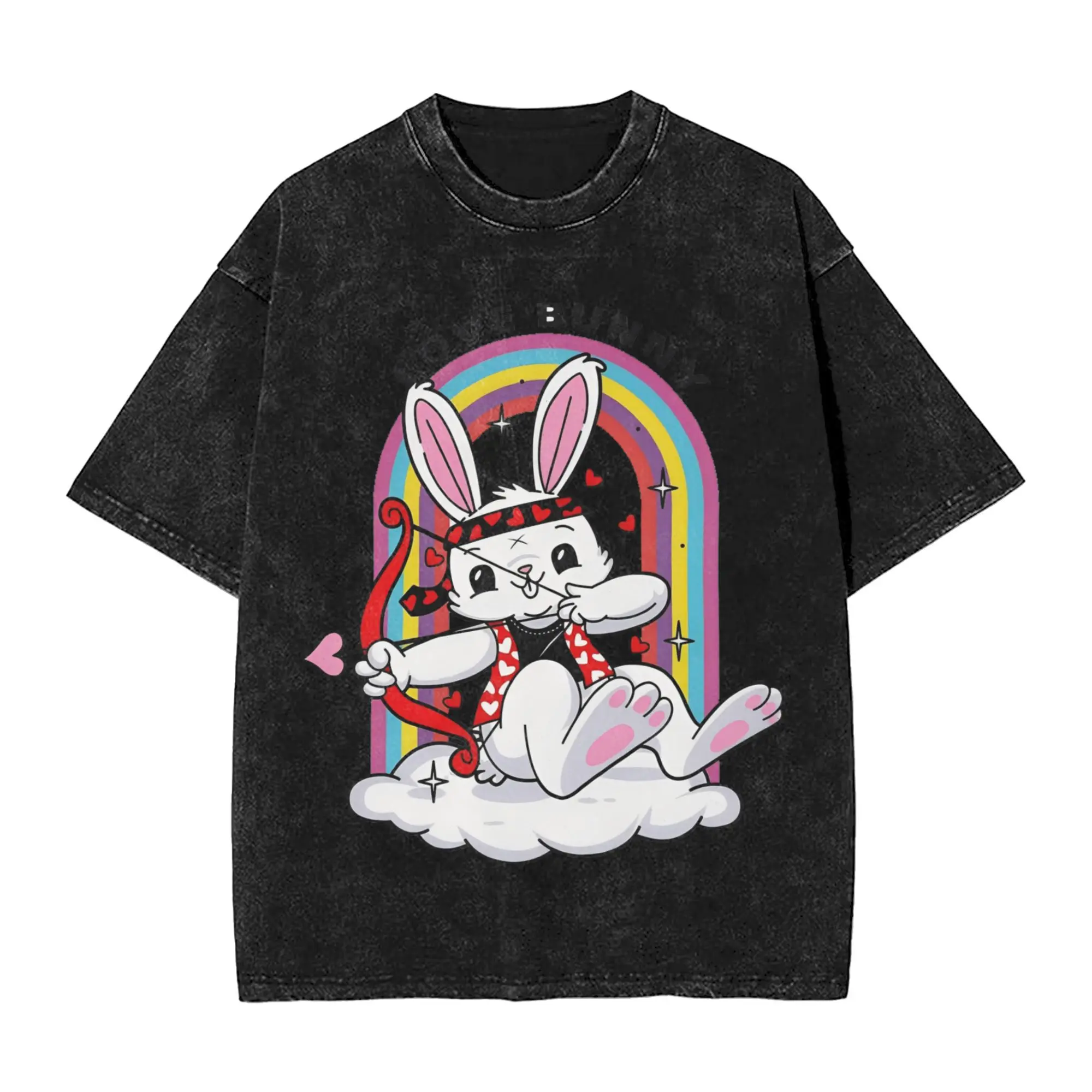 Men Women's T-Shirt Electric Callboy  Love Bunny Washed T-Shirts Hip Hop  Summer Tees Aesthetic Design Cotton Tops Gift