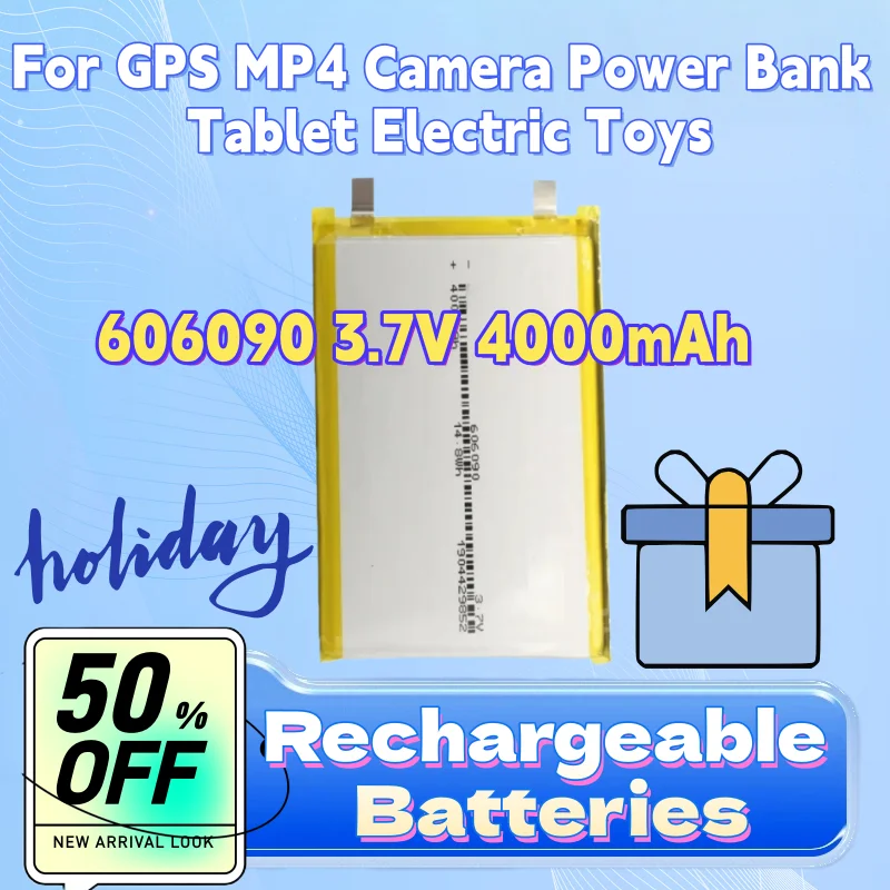 

New Rechargeable Lipo Battery for GPS MP4 Camera Power Bank Tablet Electric Toys 606090 3.7V 4000mAh Lithium Polymer Battery