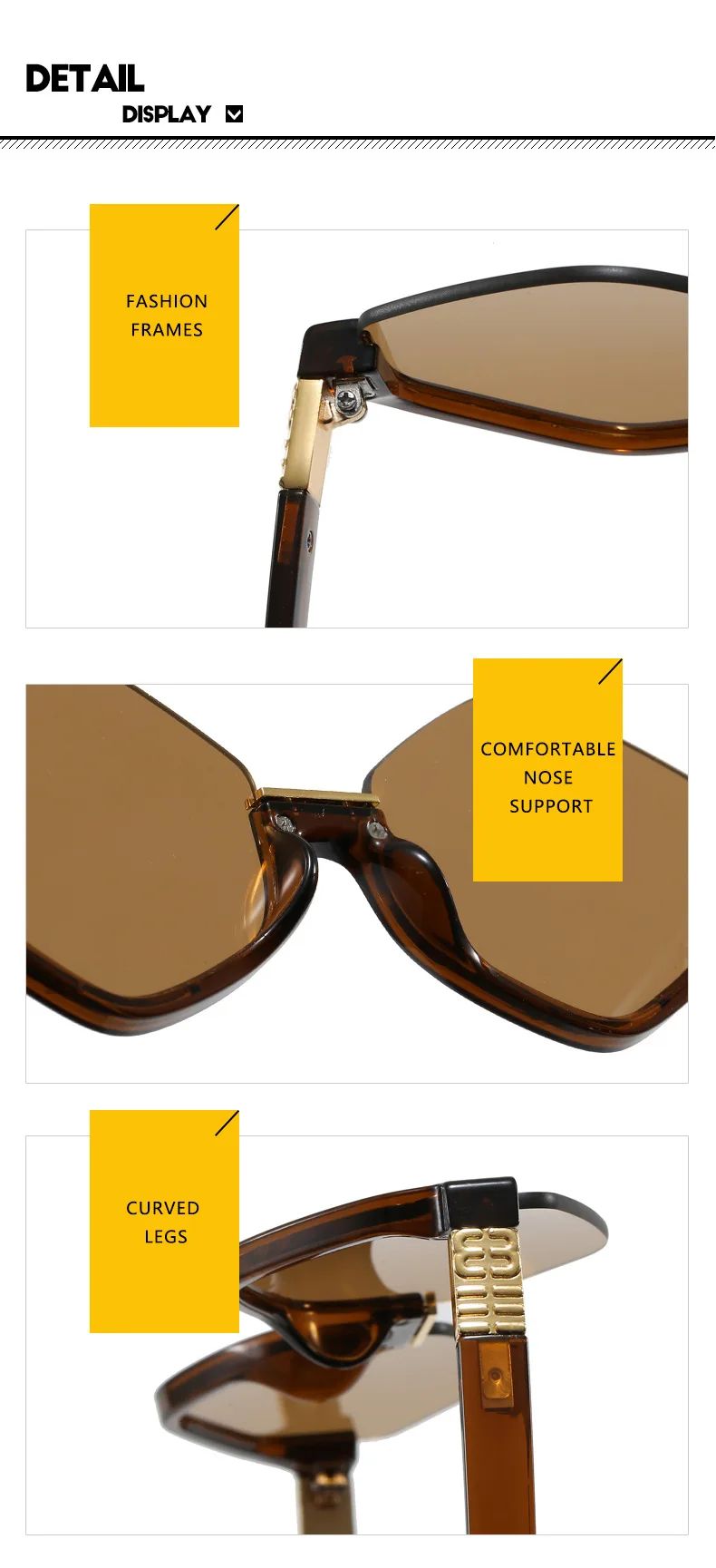 Modische Halbrahmen-Sonnenbrille für Damen Neue Vintage Polygon Luxusmarken-Sonnenbrille Trendige Einzigartige Eyewear Shades – Detail 12
