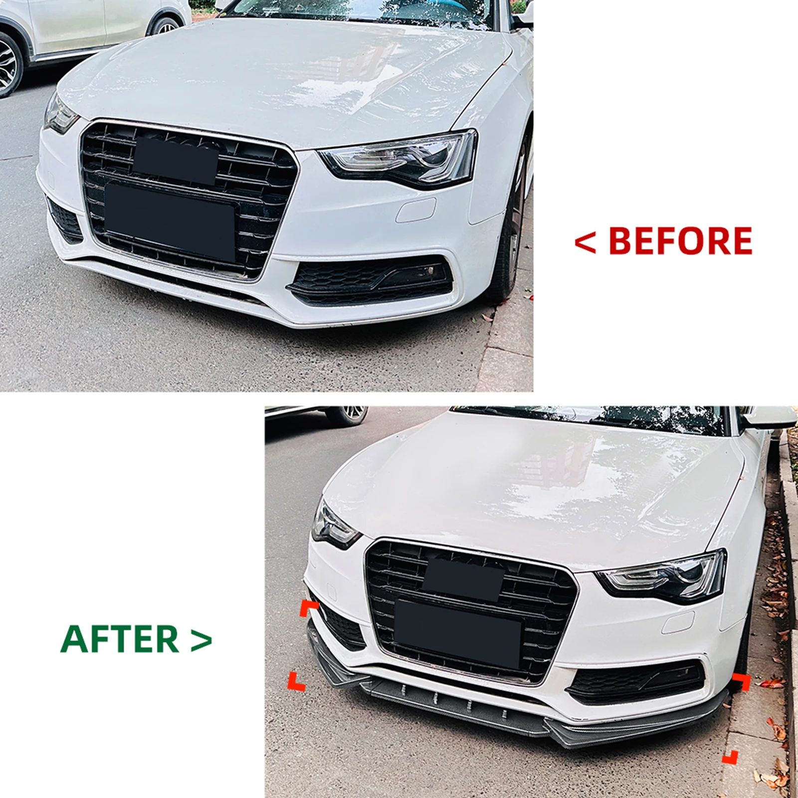 Front Bumper Spoiler Lip For Audi A5 S5 8T Sline S-line 2012-2017 Carbon Fiber Look/Gloss Black Lower Splitter Protector Blade