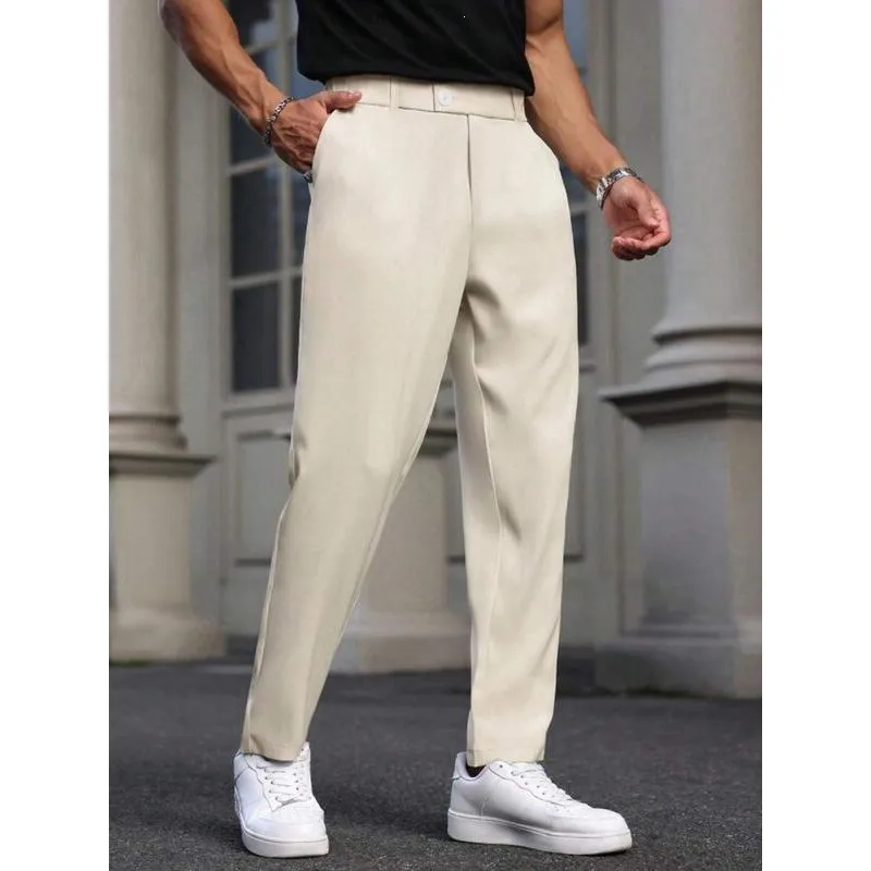 

Slim Fit Casual Trousers for Men Straight Leg Neutral Style Spring Collection Universal Fit Other Material 100%