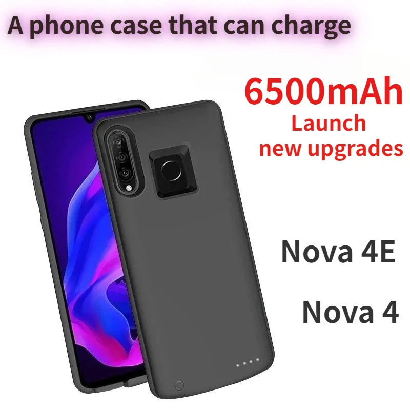 6500mAh for Battery Charger Case Silm Silicone Shockproof Power Bank Case for Huawei Nova 4E Battery Charge Case Charging Cover