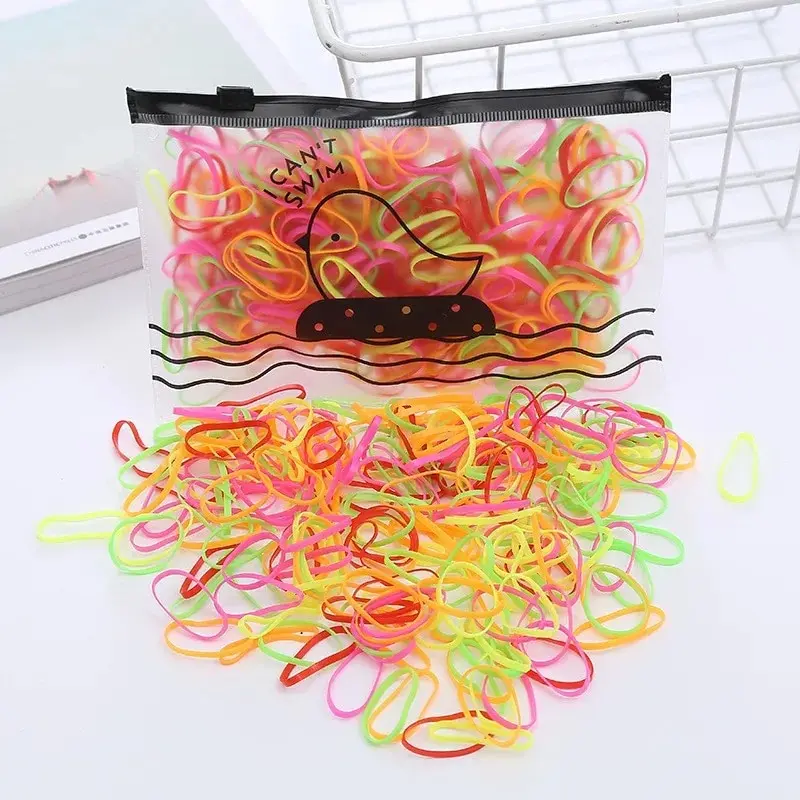 500pcs /1000pcs Children\'s Rubber Band Color Small Rubber Band Thickened Girls Baby Girls Hair Tie Rope Random Delivery